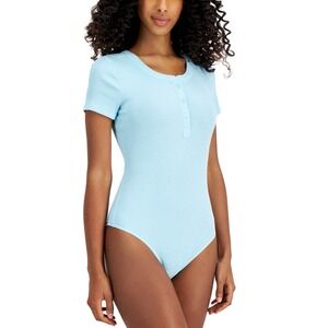 Jenni‎ Ribbed Henley Caribbean Turquoise Bodysuit- Size Medium